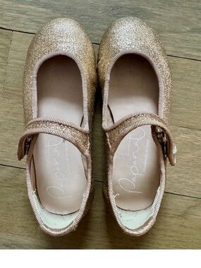 Papanatas Toddler Girls Gold Glitter Leather Shoes Mary Jane size EU 23